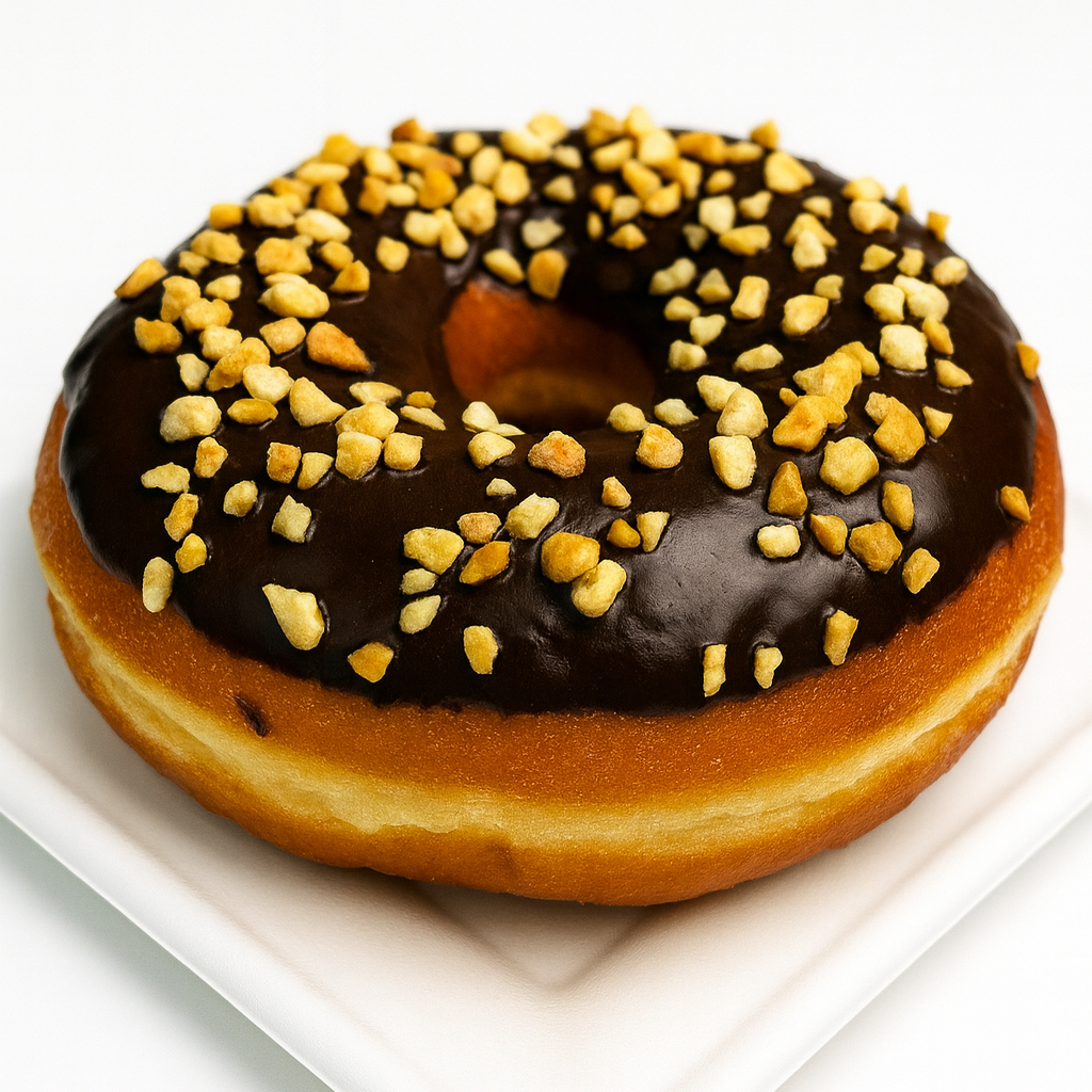 Donut czekoladowy z orzechami