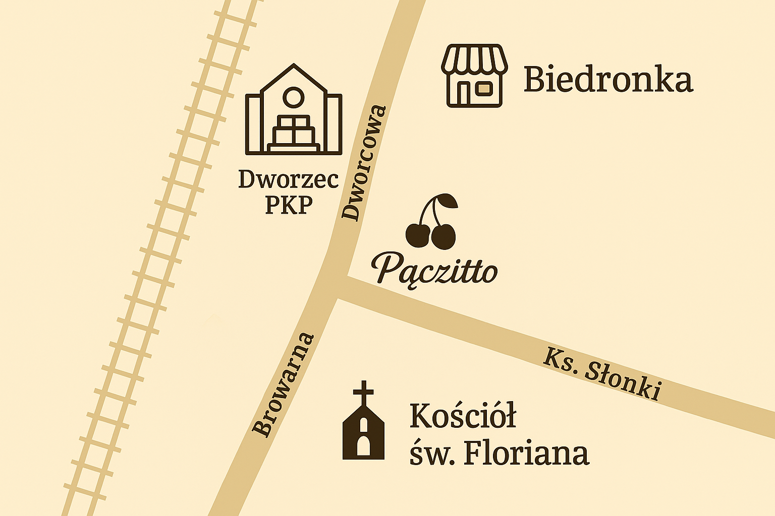 Mapa dojazdu do Pączitto